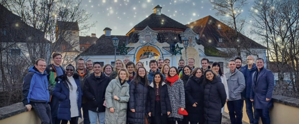 EOMAP team lineup in front of Seefeld castle - Christmas party