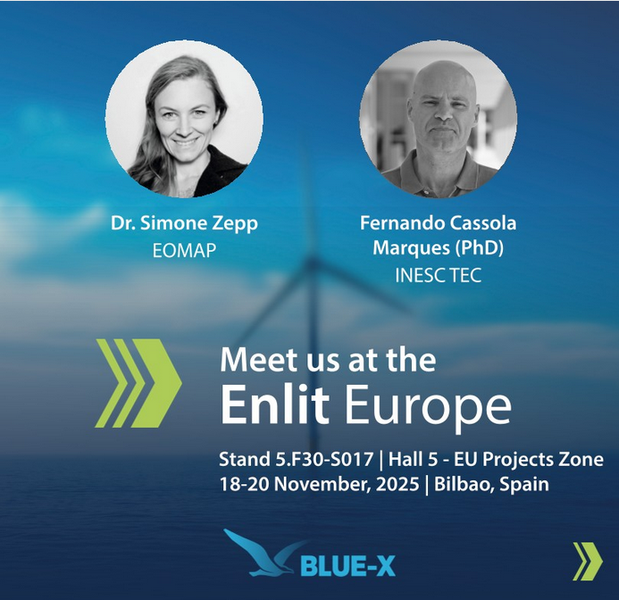 visual announcing the BLUE-X team of EOMAP and Inesctec at Enlit Europa in Bilbao