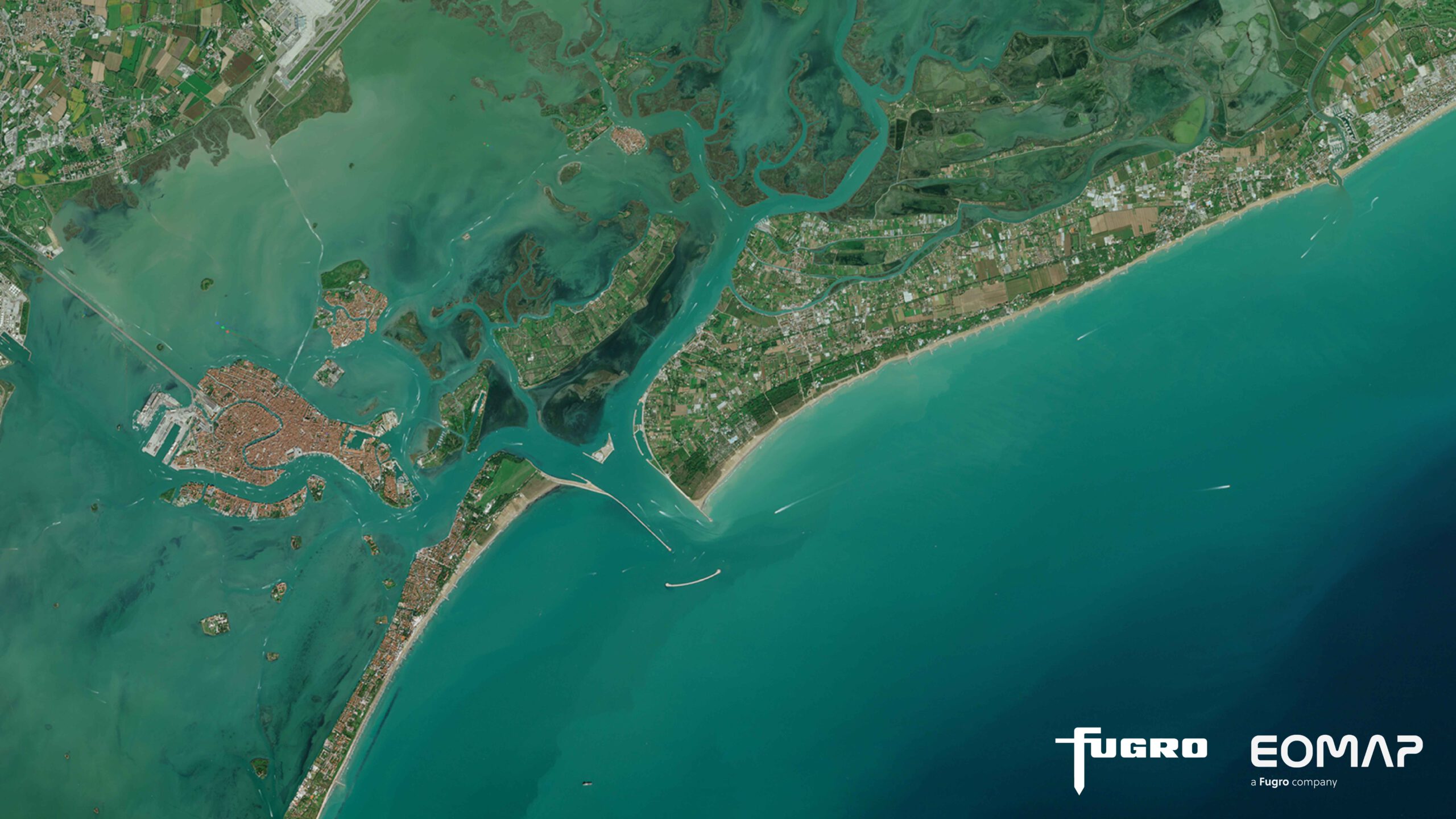 Lido di Venezia, Italy, seen from space by satellite imagery