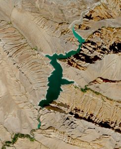 Satellite image of the Amir Kabir reservoir in Iran 2021