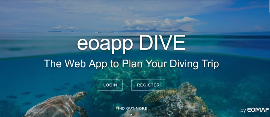start screen of eoapp DIVE by EOMAP - for better dive planning